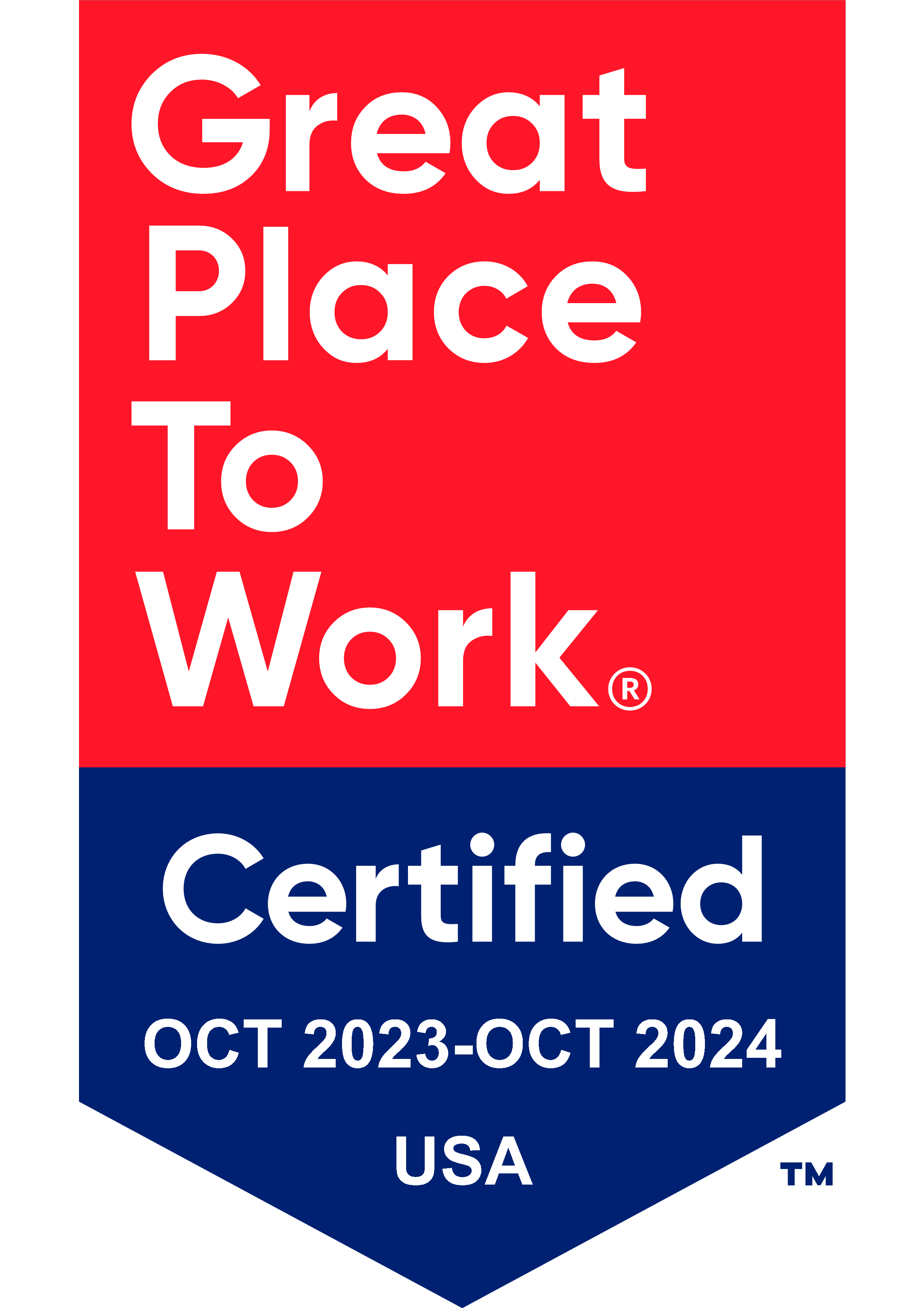 Great Place To Work® - Certified October 2023-October 2024 USA